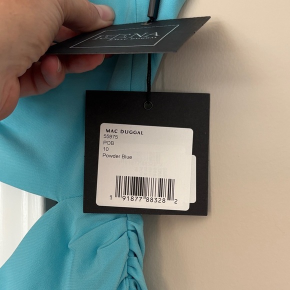 Mac Duggal Turquoise One-Shoulder Dress - Picture 4 of 5